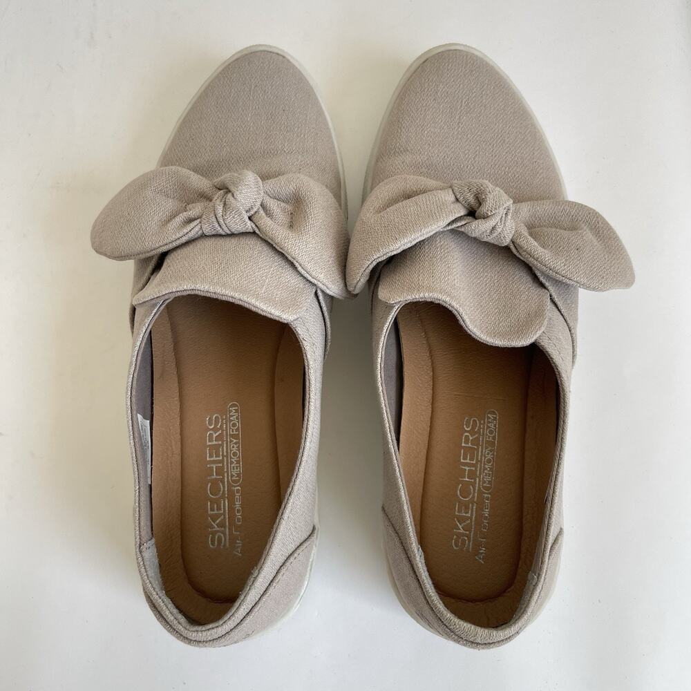 Skechers Bow Sneakers Women 7 Shoes Slip On Memory Foam Comfort Loafers - Picture 5 of 11